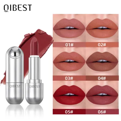 Qibest Light Matte Non-Stick Cup Non-Fading Lipstick Durable Waterproof Not Easy To Decolorization Natural Three-Dimensional Lipstick