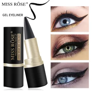 Miss Rose Waterproof Eyeliner Eyeliner Quick Drying Matte Eyeliner Pen Single Head Black Solid Rich Eyeliner Pen
