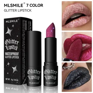 Lápiz labial mate antiadherente Mlsmile, lápiz labial Flash Diamond, maquillaje de vampiro oscuro para Halloween