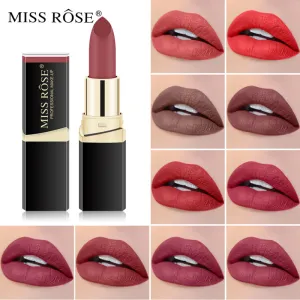 Miss Rose Square Tube Long-Lasting Non-Decolorizing Lipstick Beauty Makeup Women Matte Waterproof Velvet Lipstick