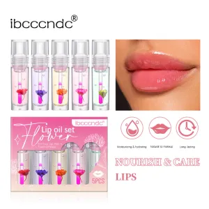 Ibcccndc Flower Temperature Change Lip Oil Moisturizing Lip Oil Doodle Lip Flower Lip Oil Set