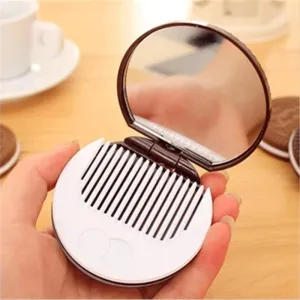 T Chocolate Sandwich Biscuit Makeup Mirror Chocolate Makeup Mirror Folding Comb