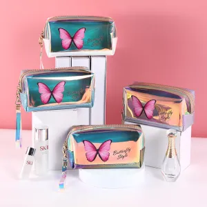 Cool Fashion Cosmetics Storage Bag Portable Travel Travel Washing Bag Laser Butterfly Tup Pillow Bag