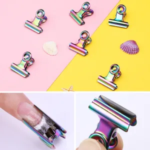 Nail Art Metal Colorful Clip Round Document Bill Clip Small Long Tail Clip Nail Extension Iron Clip