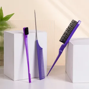 Hair Treatment Hair Comb Set Highlights Brush Comb Hairdressing Tools Eyebrow Brush Hair Comb Partition Pointed Tail Comb Three-Piece Set