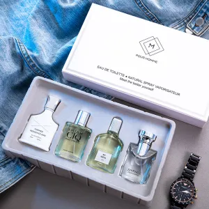 Flower Story MenS Perfume Set Silver Charm Mountain Spring Fresh Light Perfume Four-Piece Set