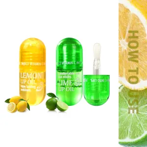 Lime Green Orange Lip Oil Set Hydrating Moisturizing And Moisturizing Sticky Day And Night Repair Mini Capsule