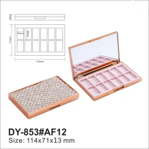 853#Af12 Set Of 12-Color Eye Shadow Plastic Box Leather Diamond Can Be Customized Blush High-Gloss Makeup Bag Material