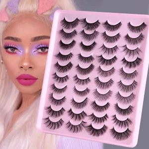 Natural Thick False Eyelashes Simulation Chemical Fiber Eyelashes Messy Long Eyelashes 20 Pairs Of Mixed