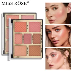Miss rose Multi-Functional Expansion Color High Gloss Blush Plate Pearl With Flash Matte Blush All-In-One Plate