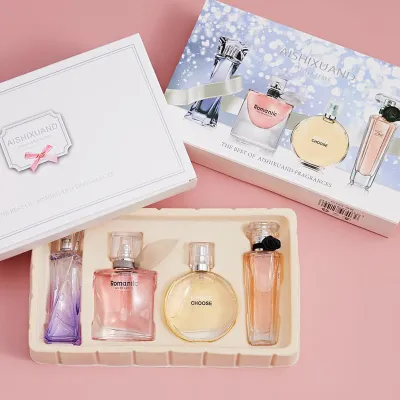 C2U Elegant Fleece Flower Language Fragrance Set Women'S Perfume Gift Box Fresh And Lasting Eau De Toilette Four-Piece Set