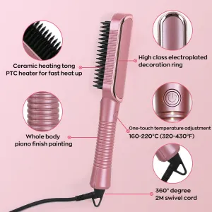 Peine de aire caliente Peine para cabello liso Peine para permanente con forma de huevo Cuidado del cabello Pantalla digital LCD Rizador 3 en 1