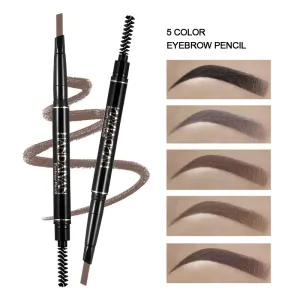 Handaiyan Five-Color Double Head With Brush Automatic Rotating Eyebrow Pen Waterproof Non-Blooming Triangle Eyebrow Brush
