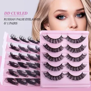Russian Large Curl False Eyelashes 5 Pairs Of Multi-Layer Thick Cross Natural Chemical Fiber Eyelashes
