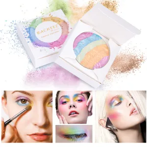 Racheel Six-Color Rainbow High-Gloss Eye Shadow Lazy Eye Shadow Pearlescent Eye Shadow Rainbow Eye Shadow Beauty Makeup