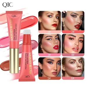 Qic Blush Cream Sponge Head Lip And Cheek Dual-Use Blush Water Moisturizing Easy To Push Off Makeup Holding Liquid Blush