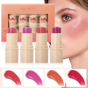 Jelly Blush Suit Lipstick Lip And Cheek Dual-Use Highlight Brightening Fit Stick Lip Gloss Rouge Blush