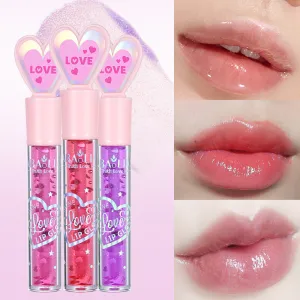 Brillo de labios Yabaolian6 Color Liquid Aqua Lip Glaze Love Heart Mirror Lápiz labial perlado Brillo de labios