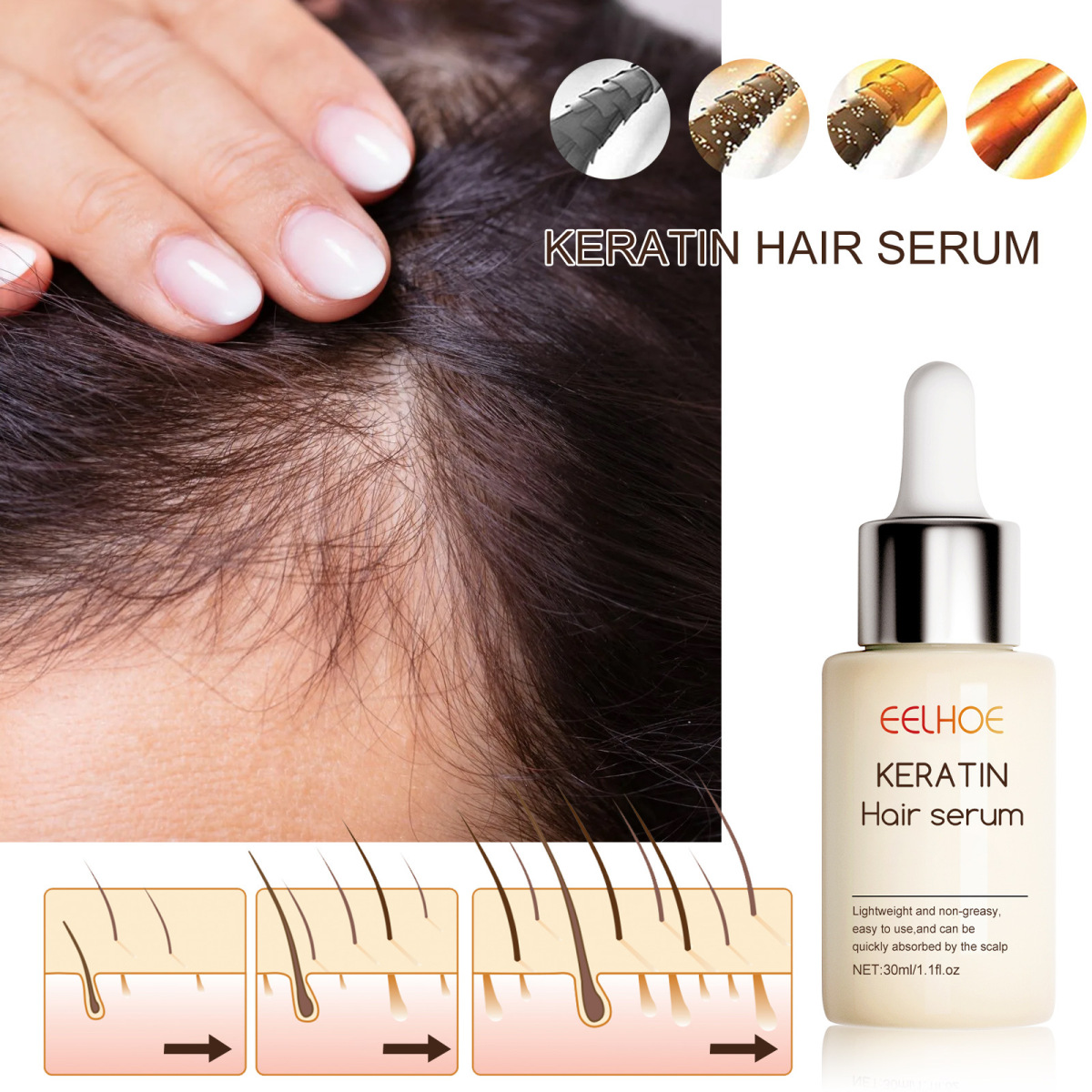 Wholesale Eelhoe Keratin Hair Serum Hair Essence Repair Hair Root
