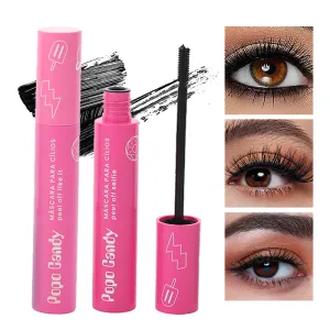 Popo Candy Mascara Waterproof Non-Blooming Long Mascara Thick Curled Enlarged Eyes
