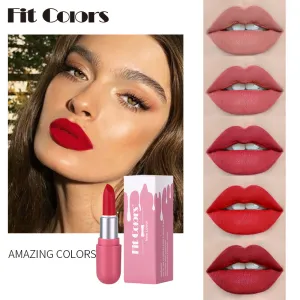 Lápiz labial mate Mini Capsule de Fit Colors Lápiz labial mate aterciopelado que no se decolora Lápiz labial portátil Mini