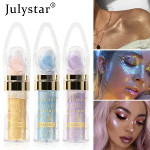 Julystar High-Gloss Pat Powder Whole Body Brightening Natural Three-Dimensional Makeup Blush Elves Powder Pearlescent Glitter Powder