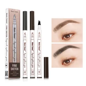 Music Flower Four Fork Eyebrow Pencil Extremely Fine Micro Carving Wild Eyebrow Liquid Waterproof Eyebrow Pencil Four