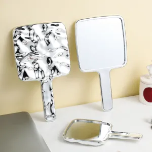Creative Plating Hand-Held Cosmetic Mirror HD Beauty Portable Hand-Held Square Handle Mirror