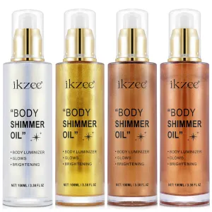 Ikzee Body Glitter Oil Body Shimmer Oil Face Body Finisher Liquid High Glitter Oil 4 Colors