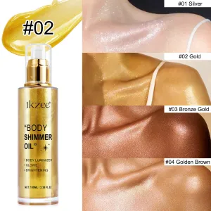 Ikzee Body Glitter Oil Face High Gloss Brightening Liquid Body Collarbone Sexy Shiny Luminous Oil