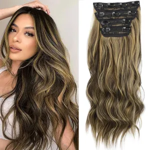 Wig Long Roll Wig Women'S Hair Wig Four-Piece Clip Hair Chemical Fiber Hair Extension