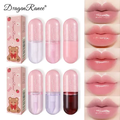 Dragonranee Mirror Bear Cute Doodle Lip Glaze Female Student Cute Waterproof Lipstick