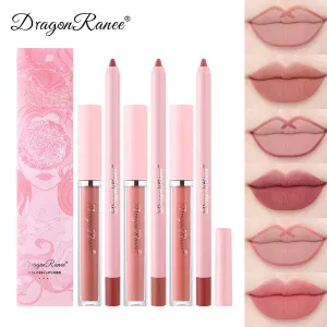 Dragon Ranee Waterproof Mist Matte Hook Line Lipstick Pen Foaming Pen Non-Fading Lip Line Pen Lip Gloss 2-In -1 Set