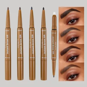 Shcoety Double Head Eyebrow Pen With Eyebrow Glue Automatic Rotating Waterproof Not Decolorizing Natural Lasting Eyebrow Dyeing Cream 4 Colors