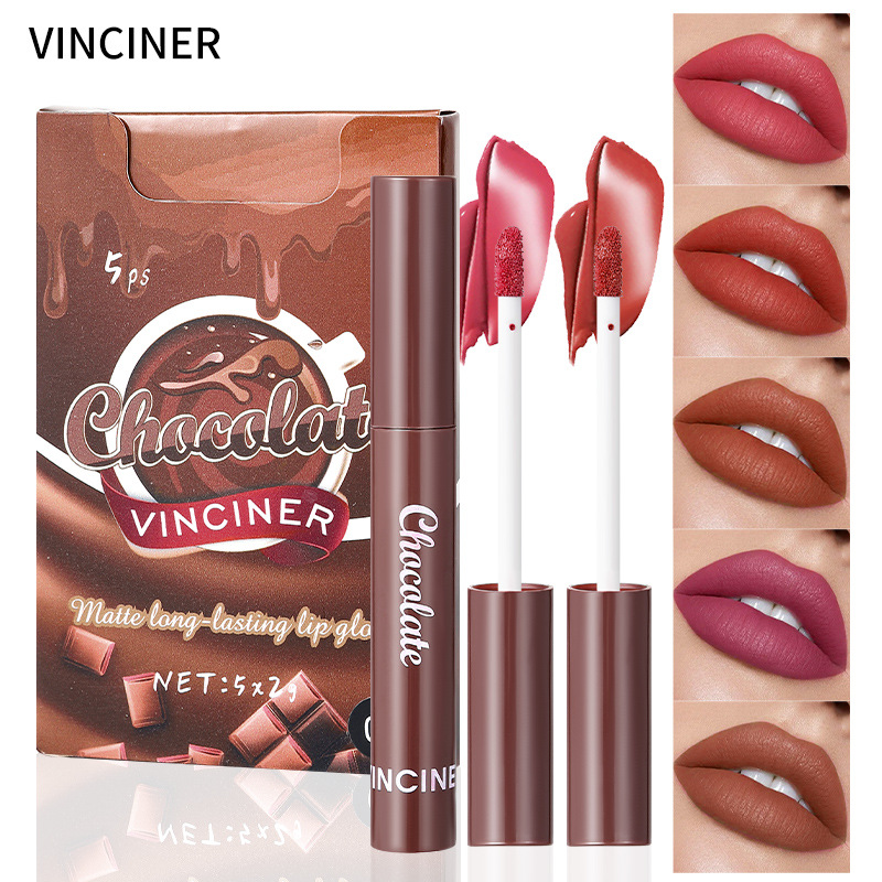 Wholesale Vinciner Beauty Lip Glaze Suit Five Pack Chocolate