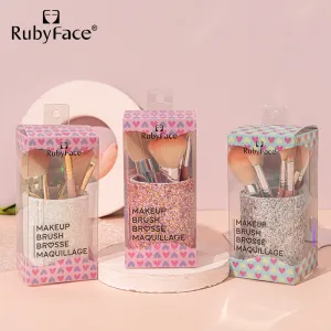 Coffret cadeau Rubyface de 5 pinceaux de maquillage à poils très fins, avec boîte en PVC. Outils de maquillage professionnels.