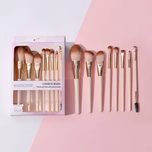 Juego de 8 brochas de maquillaje color champán, herramientas de maquillaje de belleza, brochas sueltas para sombras de ojos y rubor, brochas de maquillaje para mujer