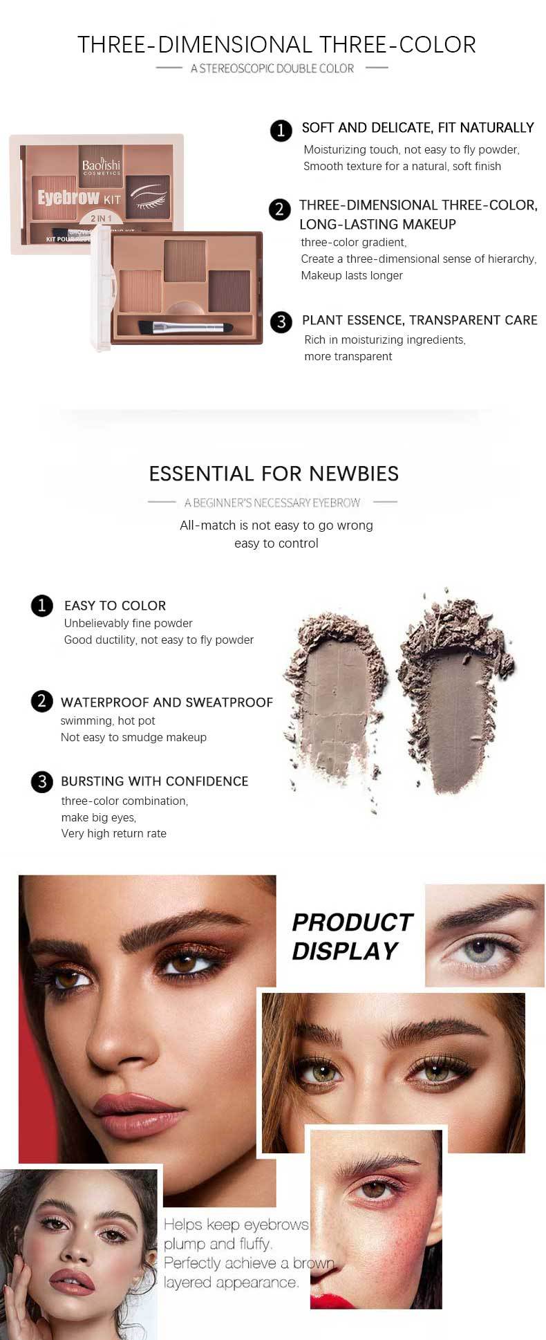 Wholesale Yabaolian Eyebrow Powder Plate Three-Color Makeup Eye