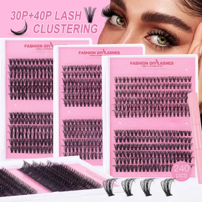 Eyelash False Eyelash Suit 240 Cluster Large Capacity Segmented Grafting Single Cluster Eyelash Thick Natural 30P