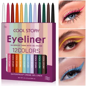 Halloween 12 Color Matte Eyeliner Multicolor Eyeliner Easy Coloring Long Lasting Coloring Pen Halloween Stage Makeup