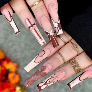 3D Relief Vertical Plaid Animation Wear Nail Press On Nails Nail Ec-38