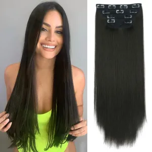 Wig Long Straight Hair Wig WomenS Hair Four-Piece Clip Hair Chemical Fiber Hair Extension