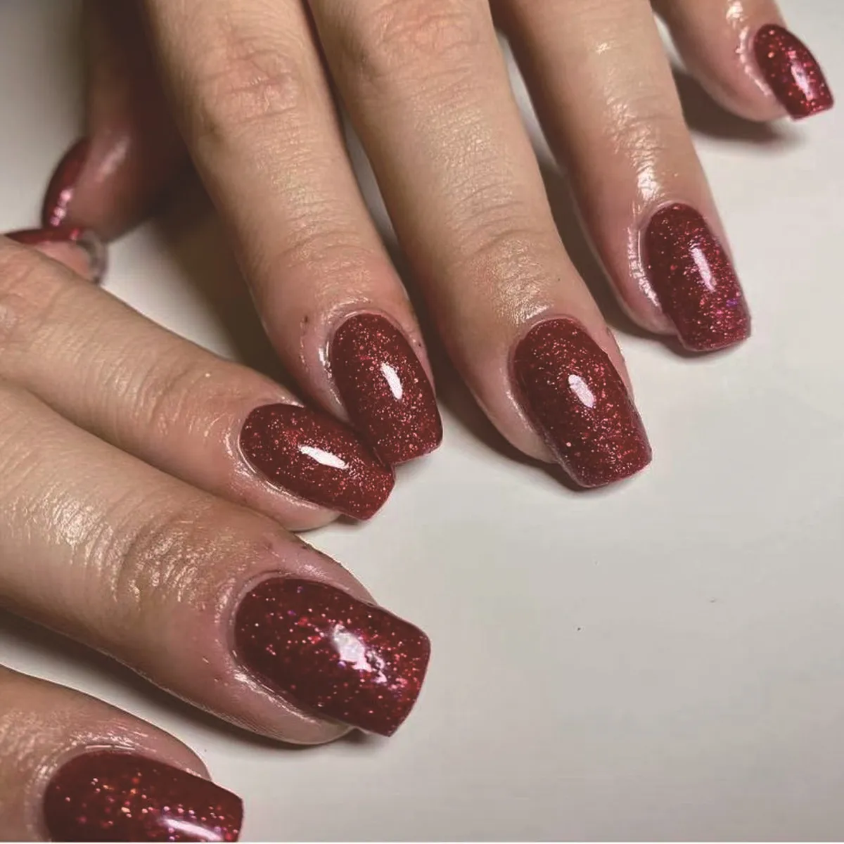 Bold Red Glitter Halloween Nails