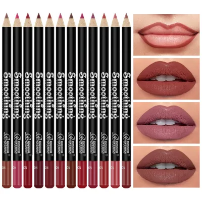 Twelve Color Foam Lip Pen Waterproof Not Easy To Stick Cup Matte Velvet Lipstick Pen Makeup Lip Liner Suit
