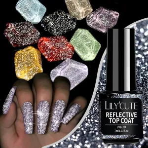 LilyCute Disco Nail Art Broken Drill Glue Nail Oil Broken Drill Sealing Layer With Any Color Removable Shiny Sealing Layer