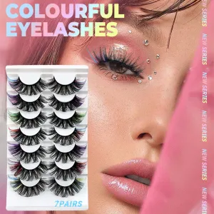 Imitation Mink Seven Color Hair D Curly Eyelashes Stage Makeup Whole Eye Tail Multicolor False Eyelashes