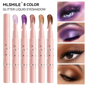 Mlsmile Fine Flash Pearlescent Liquid Eyeshadow Rotating 8 Color Eyeshadow Liquid Lying Silkworm Brightening Eyeshadow Pen