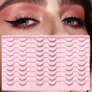 Shi Nair 10 Pairs Of Small Flame False Eyelashes Natural Little Devil Upper Eyelashes Small Flame Lower Eyelashes One Piece