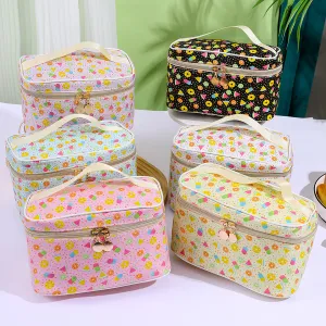 Portable Large Capacity Cosmetic Bag Small Tiny Flower Storage Portable Cute Fruit Cosmetic Bag
