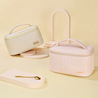 Chenille Letter Cosmetic Bag Portable Double Layer Large Capacity Storage Bag Corduroy Letter Cosmetic Bag